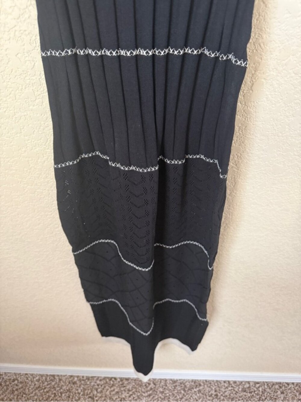 Black & White Striped Knit Midi Dress - Picture 4 of 5
